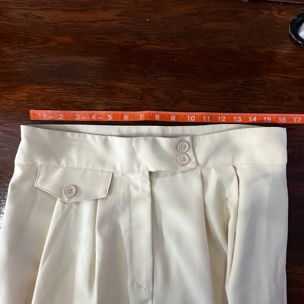 Flying Tomato Cream Extra Wide Leg Pleated Trousers Large NWOT